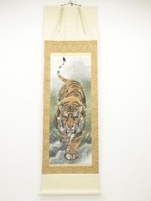 香樹筆　猛乕　肉筆絹本掛軸（共箱）